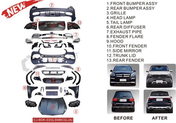 Комплект рестайлінгу з X166 в GLS X167 Maybach (Type-A) для Mercedes GL/GLS сlass X166 2012-2019 рр