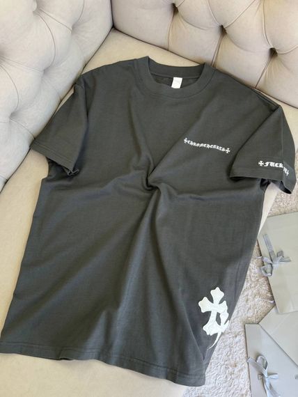 Футболка Chrome Hearts сірого кольору (білі хрести) f730