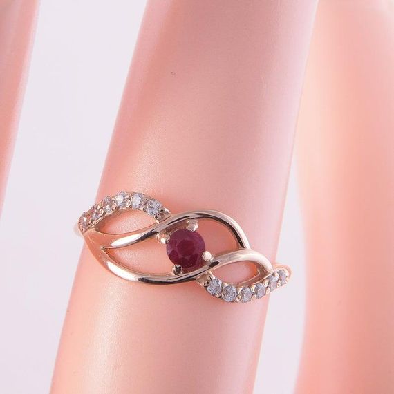 Кольцо из красного золота с рубином 14.5 | Зображення 2