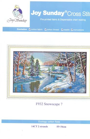 Набор для вышивания по нанесённой на канву схеме "Snowscape 7 ". AIDA 14CT printed , 55*34 см | Зображення 1