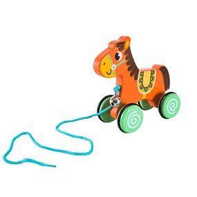 Детская деревянная каталочка "Конёк" C15030-2 на веревке