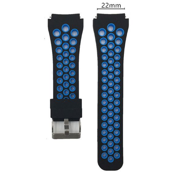 Спортивный ремешок с перфорацией для часов Xiaomi Huami Amazfit SportWatch 2 / Amazfit Stratos - Black&Blue | Зображення 1