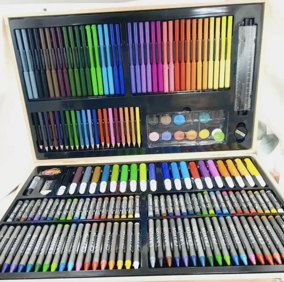 Детский набор для рисования и творчества 180 предметов в деревянном чемодане | Зображення 3