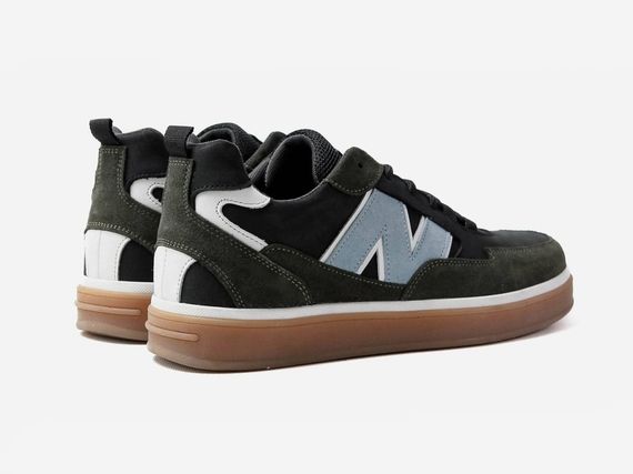 Демісезонні кеди New Balance з натуральної замші колір хакі | Зображення 1