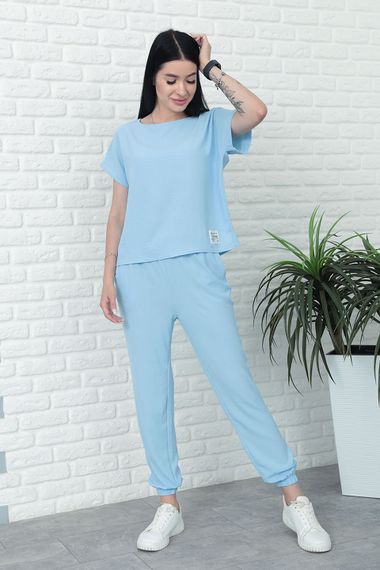 Женский летний легкий костюм укороченные штаны и футболка Gf7931 цвет голубой, размер 50/52 | Зображення 2