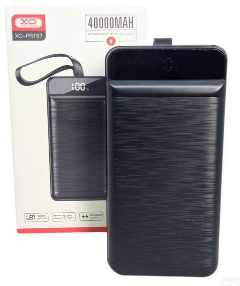 Power Bank 40000 mAh 22,5 W XO PR157 реальна ємність швидке заряджання зовнішній акумулятор павербанк | Зображення 1