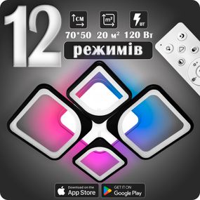 Люстра світлодіодна 517 Light 3color з пультом 120Вт Чорний (01673)