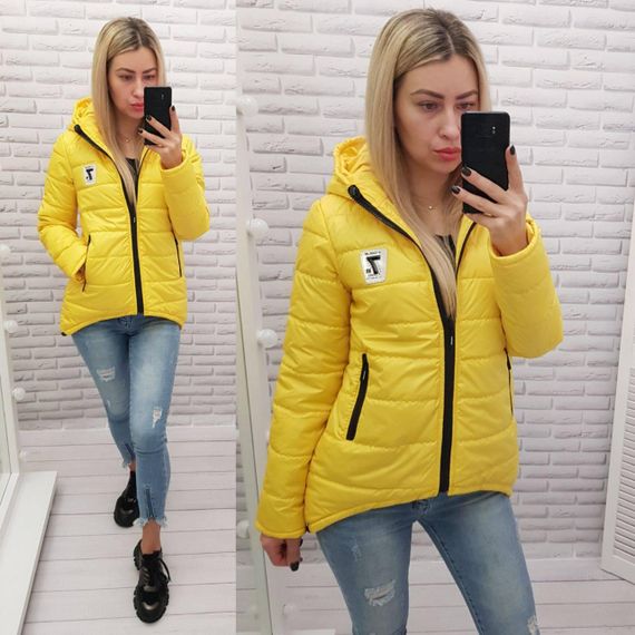 Жіноча демісезонна куртка з емблемою, арт.210/7, жовтий | Зображення 9