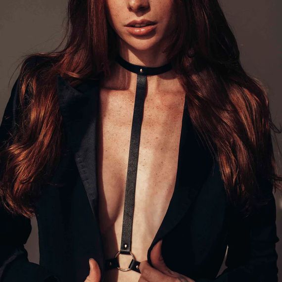 Портупея MAZE Bijoux Indiscrets з нашийником та одним перетином, чорна | Зображення 3