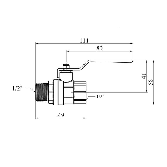 Кран кульовий STA 1/2" ВЗ PN30 ручка, нікельований | Зображення 1