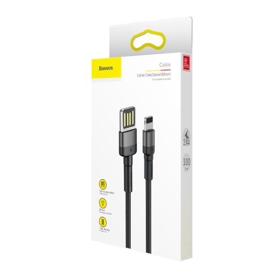 Дата кабель Baseus Cafule Lightning Cable Special Edition 2.4A (1m) (CALKLF-G) Сірий | Зображення 4