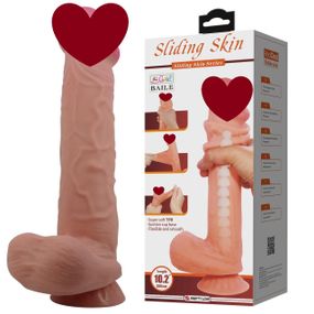 Фаллоимитатор BAILE Sliding Skin 10,2'' Flesh Suction base Bendable TPR Sex Aura