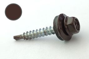 Саморез кровельный 4,8*35 DIN 7504K RAL 8017 по дереву (ящ. 1600шт) (цвет - шоколадно-коричневый) APRO