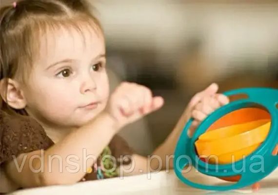 Детская тарелка-непроливайка "Universal Gyro Bowl", тарелка непроливайка неваляшка, посуда для детей | Зображення 4