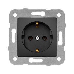 Розетка одинарна VIKO Linnera з заземленням, без рамки, Чорна Ніч (90444008)