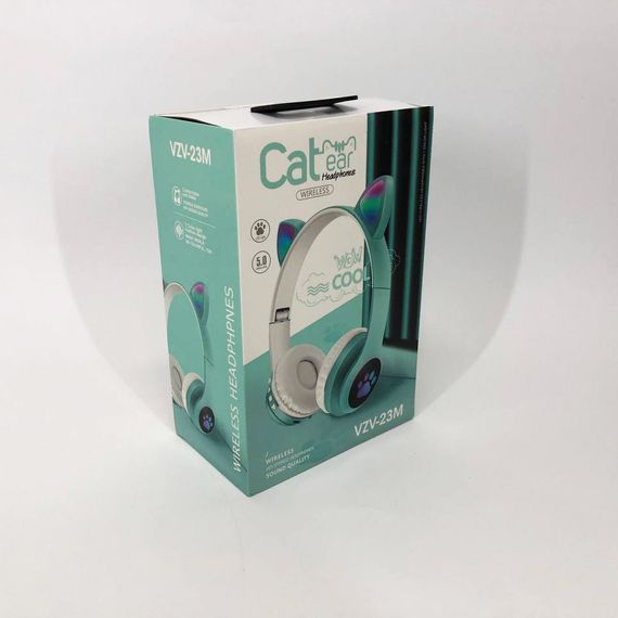 Бездротові навушники з котячими вушками та RGB підсвічуванням Cat VZV 23M. IW-830 Колір: зелений