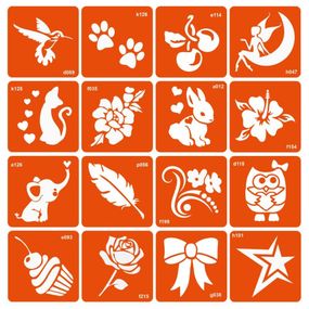 Набір трафаретів для біо-тату "Мікс для дівчаток №1" mix_for_girls_simple_1-16