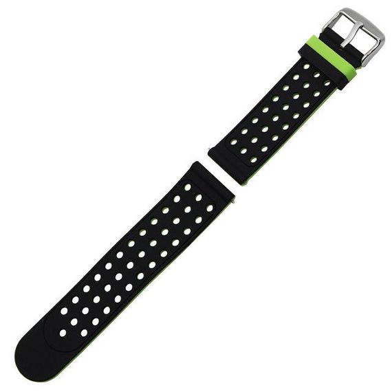 Двухсторонний ремешок с перфорацией для часов Motorola Moto 360 2nd gen (46 mm) - Black&Green | Зображення 3