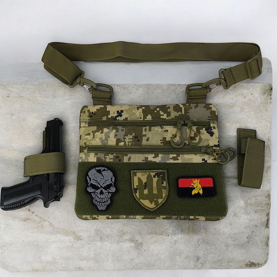 Сумка-кобура піксель камуфляж, тактична чоловіча наплічна сумка з тканини кордури AOR -1 | Зображення 7