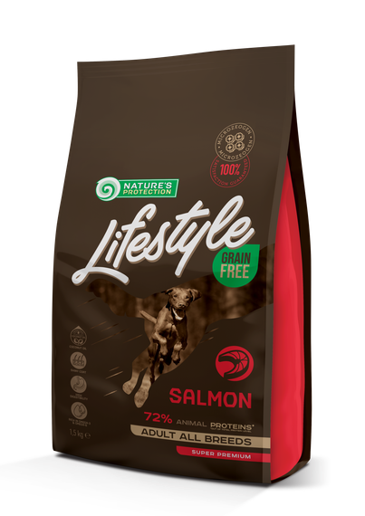 Корм Nature's Protection Lifestyle Grain Free Salmon Adult All Breeds сухий з лососем для дорослих собак 1.5 кг