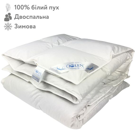 Зимова ковдра зі 100% білим гусячим пухом двоспальна IGLEN ROSTER 160х215 (1602151W)