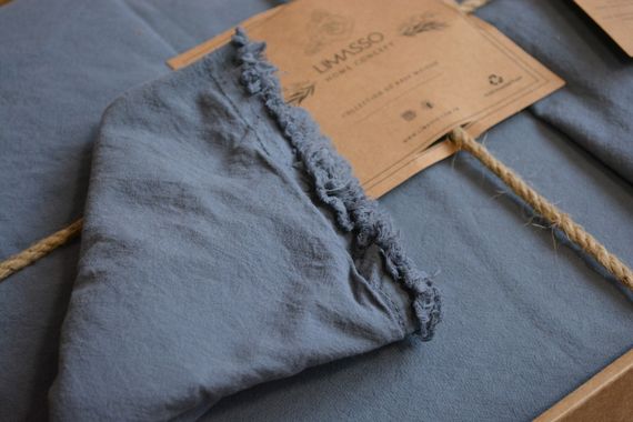 Постільна білизна Limasso Stonewashed Ranforse Placid 160 х 220 см Natural Grey  (простирадло на резинці) | Зображення 3