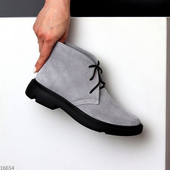 Іміджеві повсякденні сірі черевики дезерти натуральна замша 40