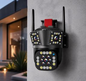 Wi-Fi видеокамера с тремя объективами уличная SD/карта YOSO YO-IPC49D6MP50 PTZ 2.8mm V380