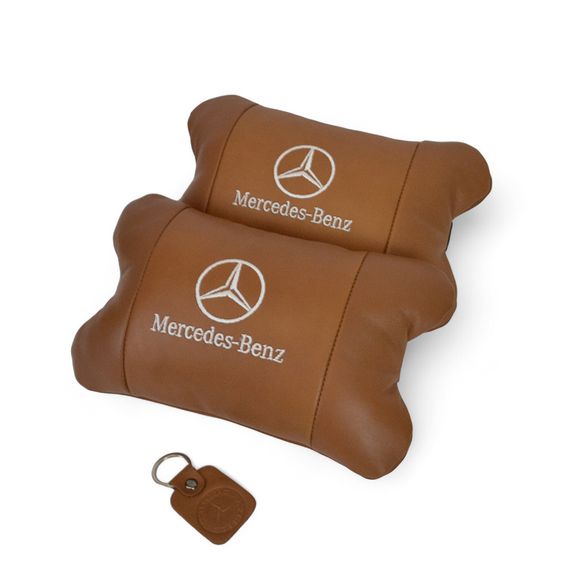 Комплект 2шт для подголовника Mercedes-Benz изготовлен из натуральной коричневой кожи. Комфорт CK-694 в авто | Зображення 5