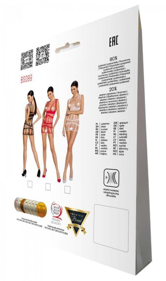 Бодістокінг-сукня Passion BS089 white, міні, плетіння у вигляді павутини sexstyle | Зображення 6