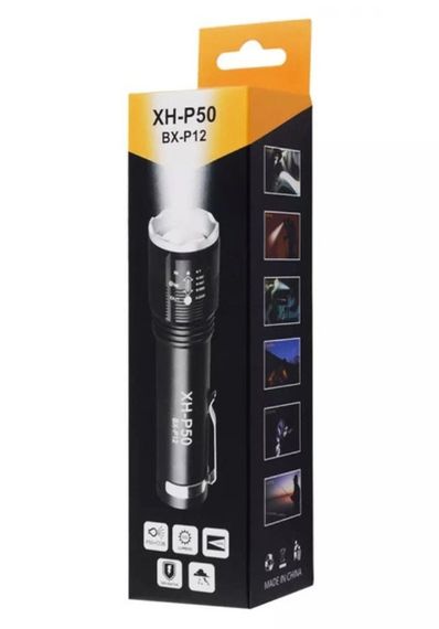 Фонарик ручной XH-P50 BL-P12-P50 фонарик с боковым светильником аккумуляторный карманный с клипсой P50+COB Зум | Зображення 9