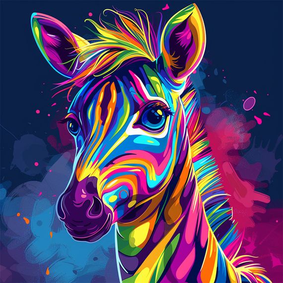 Алмазна мозаїка "Яскрава зебра" BH032 неповна викладка 25х25 см | Зображення 1