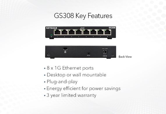 Коммутатор NETGEAR GS308 8xGE, неуправляемый (GS308-300PES) | Зображення 7