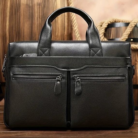 Чоловіча сумка для ноутбука й документів чорна SK N76955 | Зображення 9