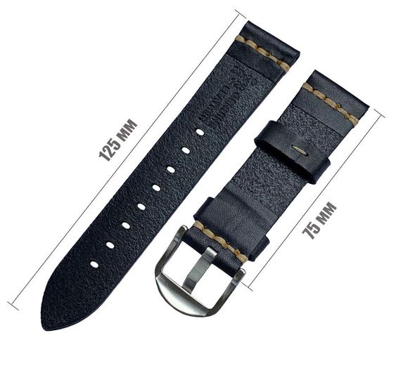 Кожаный ремешок Primolux C052B Steel buckle для часов Samsung Galaxy Watch 3 45mm (SM-R840) - Black | Зображення 2