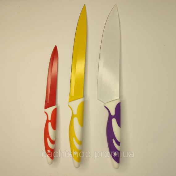 Набор ножей c керамическим покрытием HIGH QUALITY KNIFE SET 3 шт в наборе Поварской, для нарезки,Универсальны | Зображення 1