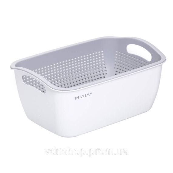 Кошик-друшлак 2 в 1 для миття овочів, фруктів і зелені 29,5×21×11 (см) Білий HP-45-6W | Зображення 3