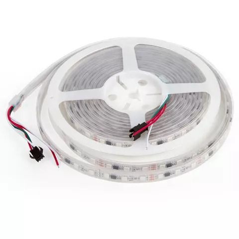 Світлодіодна стрічка SMD5050, RGB, WS2811, 60д/м з управлінням, біла, 12В, IP67