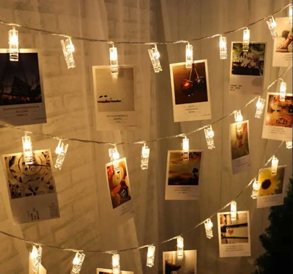 Гірлянда світлодіодна з прищіпками для фото 4,5м 20 Led від батарейок