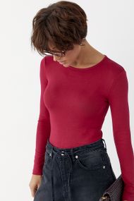 Трикотажне боді з довгими рукавами - червоний цвет, S (є розміри)