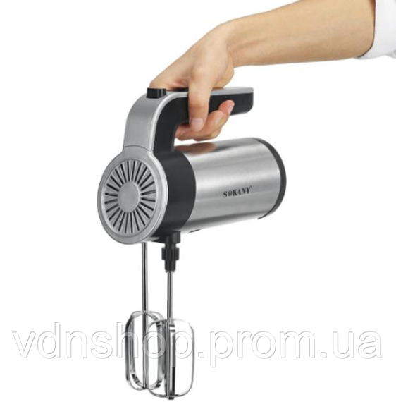 Стационарный миксер Sokany с чашей 4 л, 1000 Вт, 5 скоростей, 2 насадки, венчики и крюки SK-6662 | Зображення 2