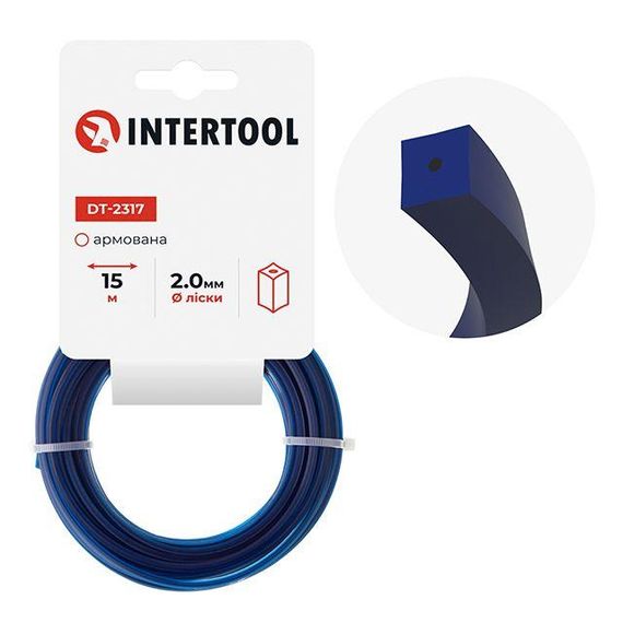 Волосінь для тримера "квадрат" армована, 2,0 мм*15 м INTERTOOL DT-2317