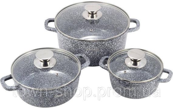 Набор кухонной посуды Ofenbach Snow Marble 8 предметов с двумя прихватками NB-100506