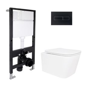 Готовое решение Qtap для ванной комнаты: подвесной унитаз Crow Rimless 485x340x330 + комплект инсталляции Standard (линейная