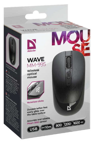 Мишка Defender Wave MM-995 Silent Wireless Black (52995) | Зображення 4