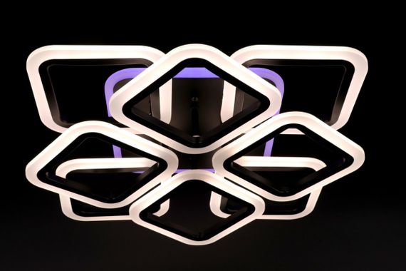 Люстра світлодіодна стельова LED світильник для квартири на стелю лед з пультом 25753 Чорний 11х50х50 см. | Зображення 7