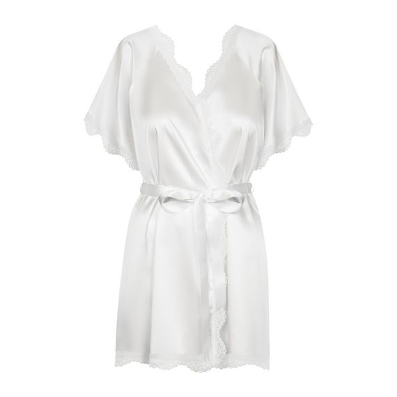Халат Obsessive Prima Neve, S/M з мереживом, білий sexstyle | Зображення 10