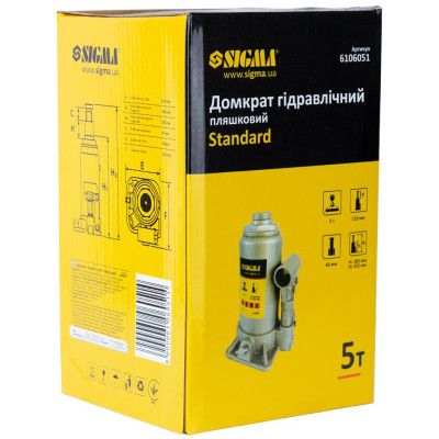 Домкрат Sigma гидравлический бутылочный 5т H 185-355мм (6106051) | Зображення 3