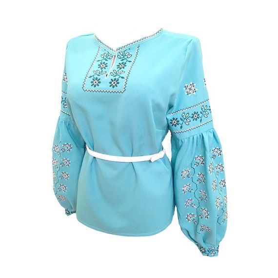 Рубашка Украинская вышиванка 1058 цвет бирюзовый размер L/XL | Зображення 1