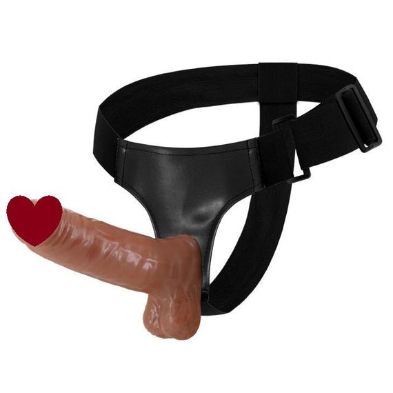 Страпон с вибро BAILE- Ultra Passionate Harness Realdeal Penis 6.2'' Brown Sex Aura